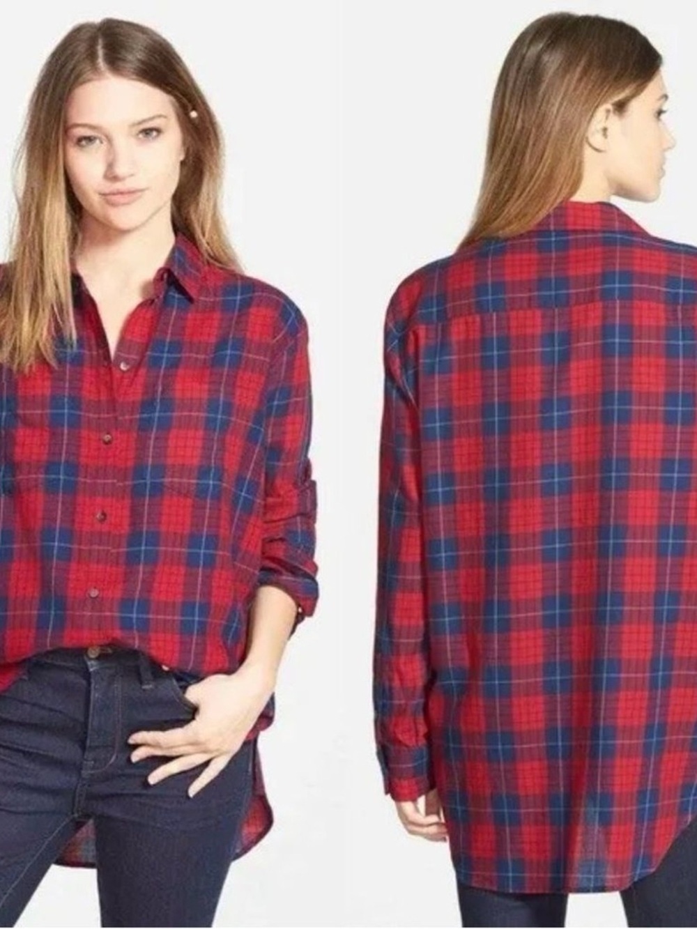 Madewell Plaid Oversized Flannel Button Down Shirt XS